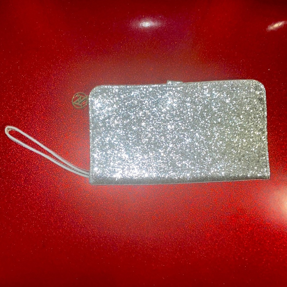 Adrienne Vittadini Silver Sparkle Wristlet Wallet